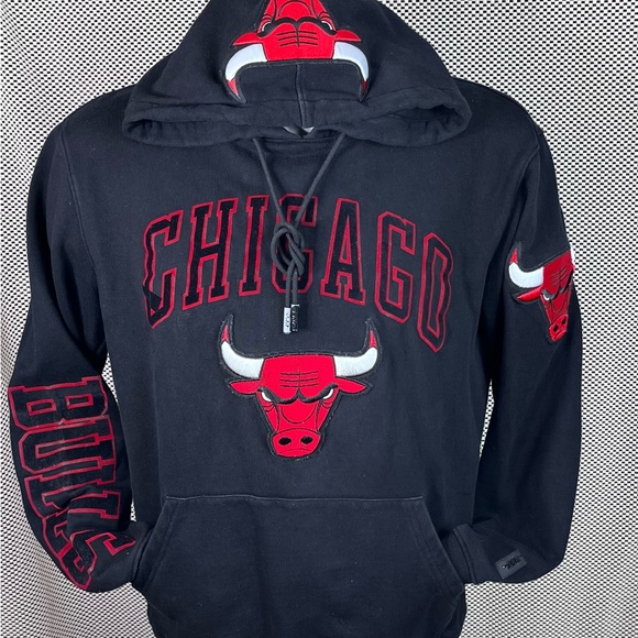 PRO Standard Chicago Bulls Velvet Lettering Embroidered Bulls Hoodie - Picture 2 of 16